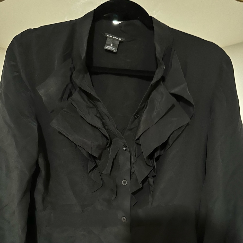 Club Monaco Black Ruffle-Front Dress - Picture 3 of 6